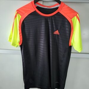 Adidas Men's Black and Neon Swim Shirt